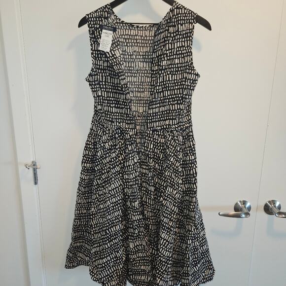 Max Mara A-Line Printed Midi Length Dress Black - Picture 6 of 8